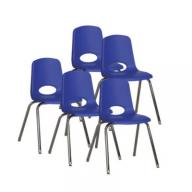ECR4Kids 18" Adult School Stack Chair, Select Color - 5 pack blue