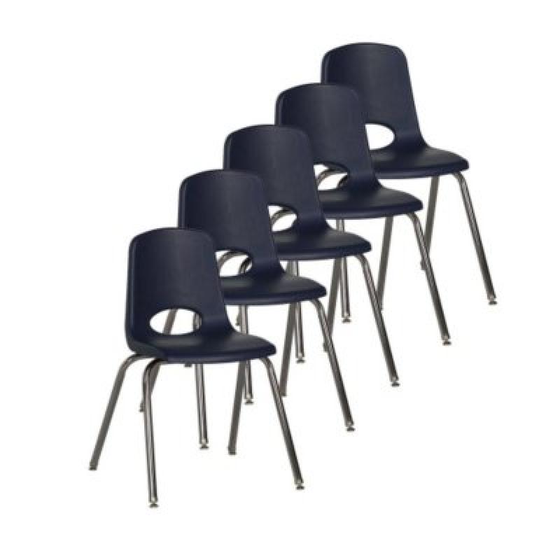 ECR4Kids 18" Adult School Stack Chair, Select Color - 5 pack navy