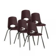 ECR4Kids 18" Adult School Stack Chair, Select Color - 5 pack  burgundy