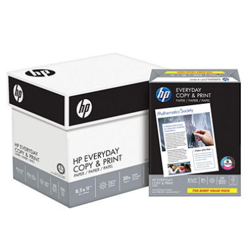 HP Everyday Copy & Print Paper, 20lb, 92 Bright, 8 1/2" x 11", 3,000 Sheets