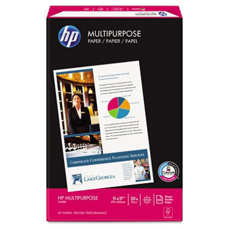 HP Multipurpose Paper, 20lb, 96 Bright, 11 x 17, White, 500 Sheets/Ream