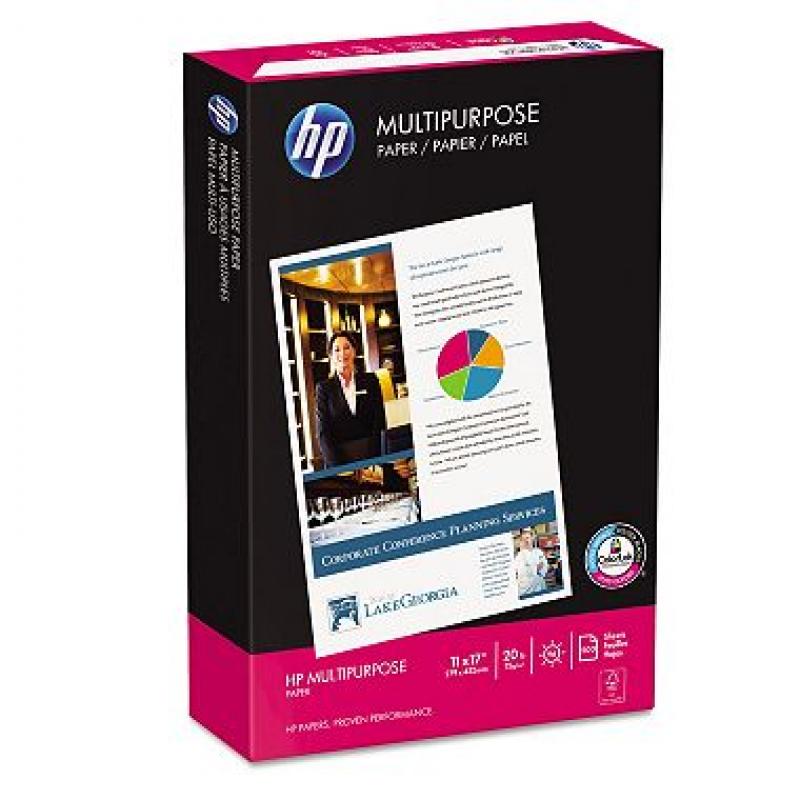 HP Multipurpose Paper, 20lb, 96 Bright, 11 x 17, White, 500 Sheets/Ream