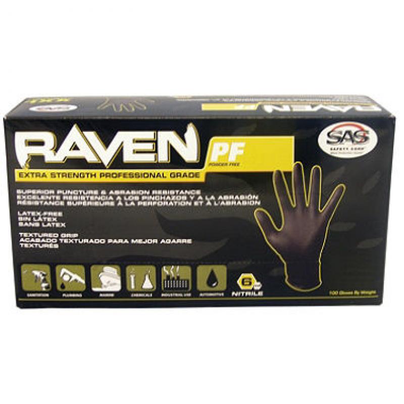 Raven Extra-Strength Professional Grade Gloves, Black, Large - 1000 ct.