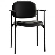basyx by HON - VL616 Stacking Guest Chair with Arms - Black Leather