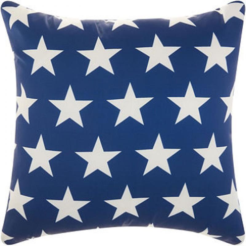 Mina Victory Stars Navy/White Outdoor Throw Pillow