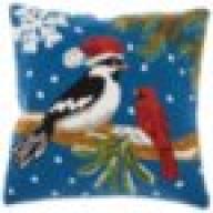 Mina Victory Home For The Holiday Christmas Birds Multicolor Throw Pillow