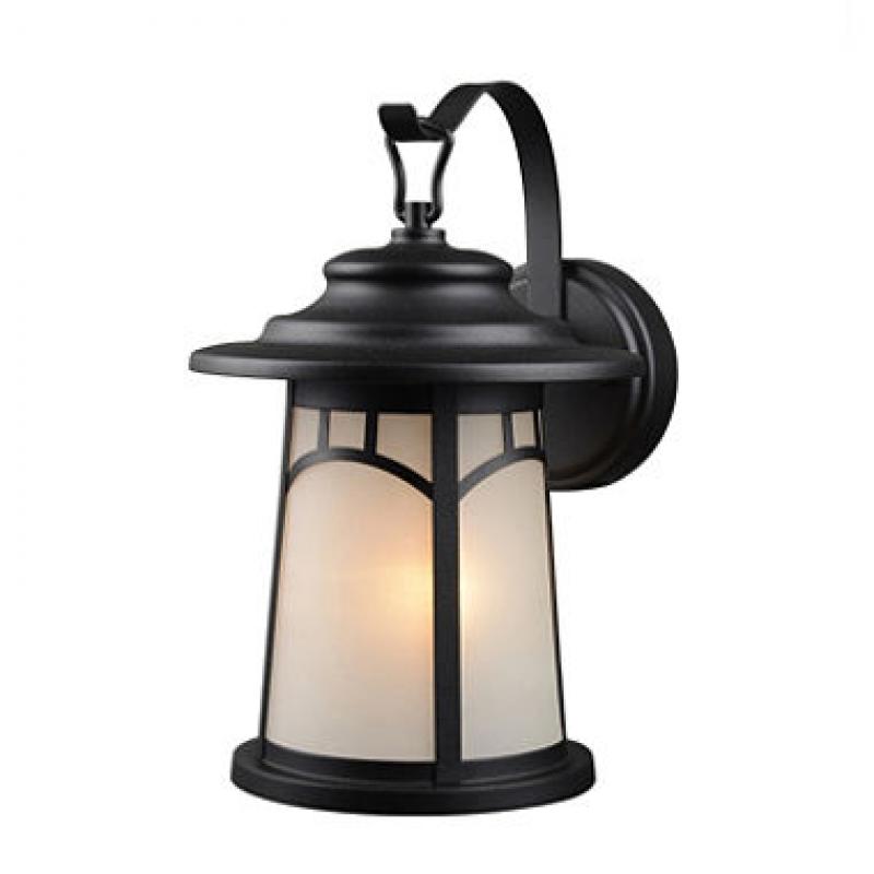 Hardware House Wall-Mounted Lantern with Frosted Glass - Textured Black