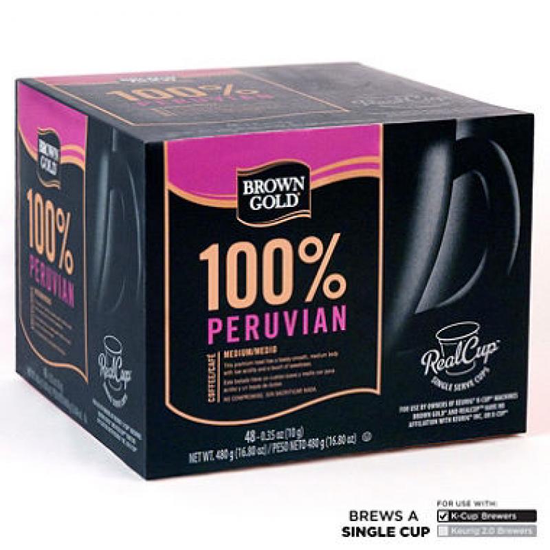 Brown Gold 100% Peruvian Coffee RealCups (48 ct.)