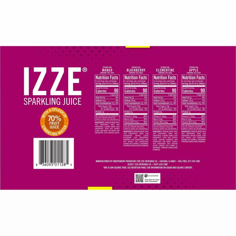 IZZE Sparkling Juice 4 Flavor Variety Pack (8.4 oz., 24 pk.)
