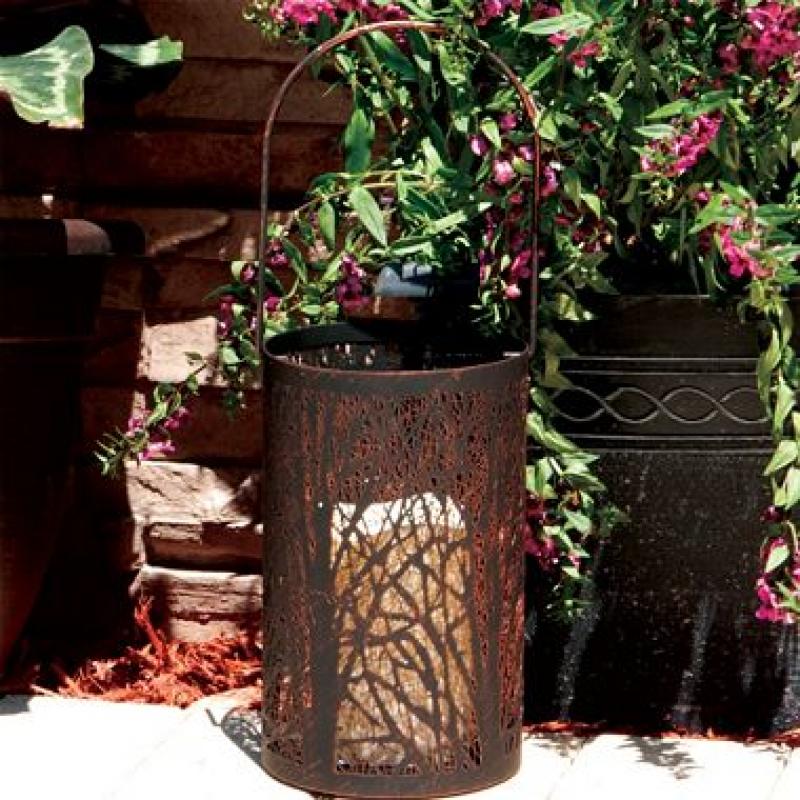 Arboretum Metal Cylinder Lantern, Antique Black Finish