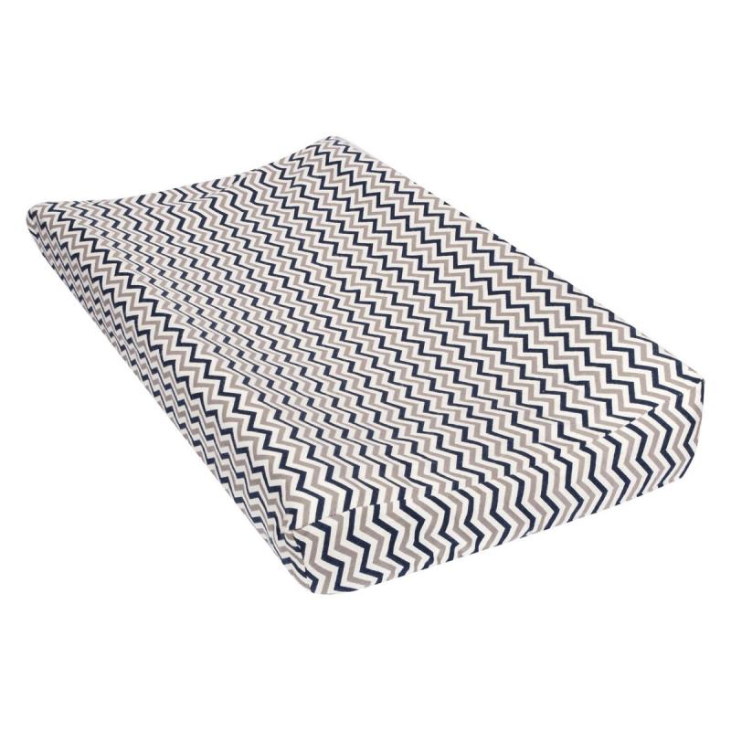 Trend Lab Flannel Changing Pad Cover - Navy, Gray and White Chevron