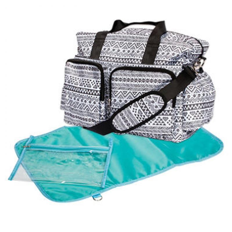 Trend Lab Deluxe Duffle Diaper Bag, Black and White Aztec