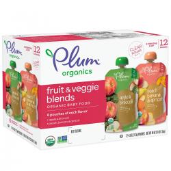 Plum Organics Stage 2 Organic Baby Food, AB & PBA Fruit & Veggie Variety Pack (4 oz., 12 pk.)