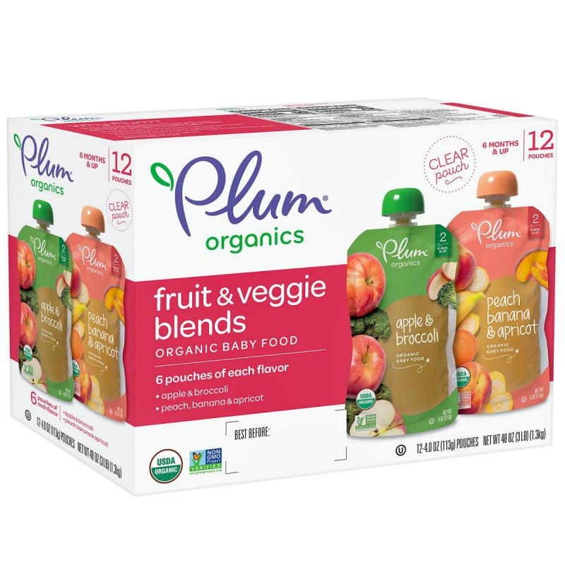 Plum Organics Stage 2 Organic Baby Food, AB & PBA Fruit & Veggie Variety Pack (4 oz., 12 pk.)