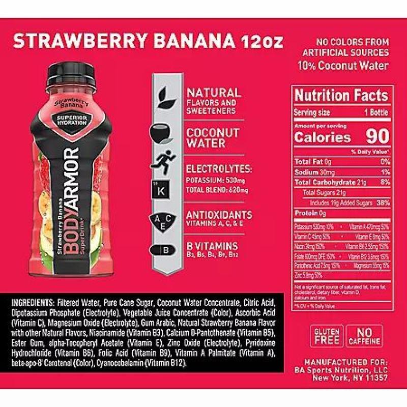 BODYARMOR Sports Drink Variety Pack Strawberry Banana  (12 fl. oz., 1pk.)