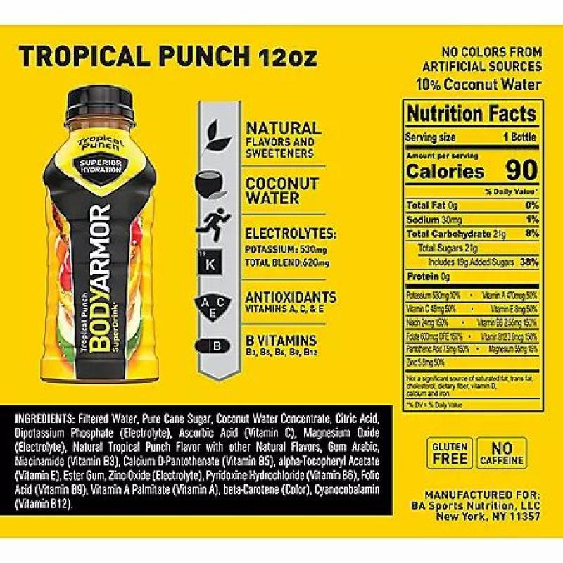 BODYARMOR LYTE Sports Drink Variety Pack  Tropical Punch  (12 fl. oz., 1 pk.)