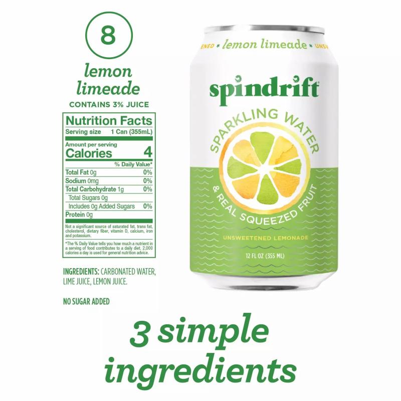 Spindrift Unsweetened Lemonade Sparkling Water, Variety Pack (12 fl. oz., 24 pk.)