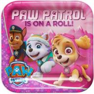 PAW Patrol Pink 9" Square Plate, 8 Count, Party Supplies