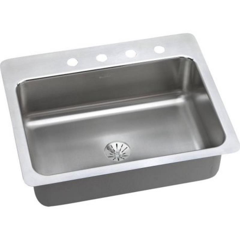 Elkay DPMSR12722PDMR2 Dayton Premium Stainless Steel Single Bowl Dual-Mount Sink Kit with MR2 Faucet Holes, Premium Satin