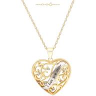 Diamond-Accent 18kt Yellow Gold over Sterling Silver "I Love You More" Heart Pendant, 18"