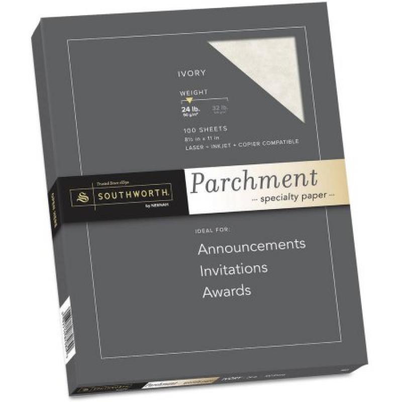 Southworth Parchment Specialty Paper, Ivory, 8-1/2 x 11, 100/Box