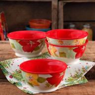 The Pioneer Woman Poinsettia 6" Non-Footed Bowl, Set of 4