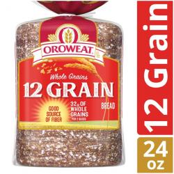 Oroweat Whole Grains 12 Grain Bread, Baked with Simple Ingredients & Whole Wheat, 24 oz