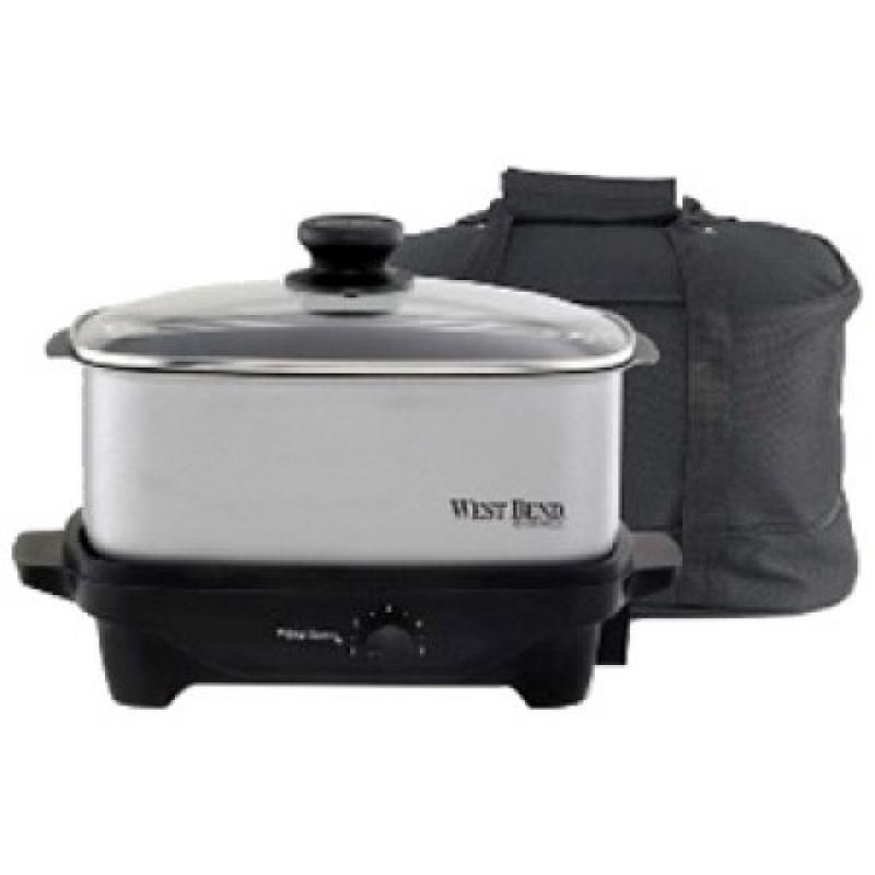 West Bend 84915 Oblong Slow Cooker - 210 W - 1.25 gal - Chrome