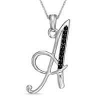 JewelersClub Black Diamond Accent Sterling Silver "A" Initial Pendant