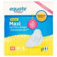 Equate Regular Maxi Pads With Flexi-Wings, 48 ct