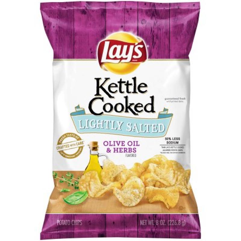 Lay&#039;s® Kettle Cooked Potato Chips, Lightly Salted with Olive Oil & Herbs, 8 oz. Bag