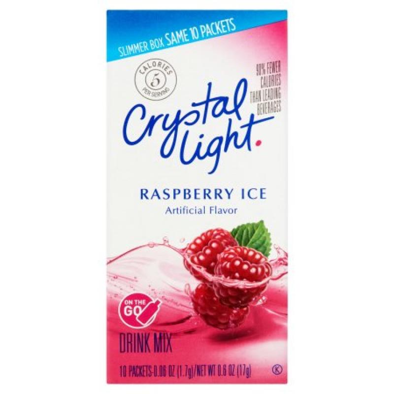 Crystal Light Raspberry Ice Drink Mix On The Go, 10 count, 0.6 OZ (17g)