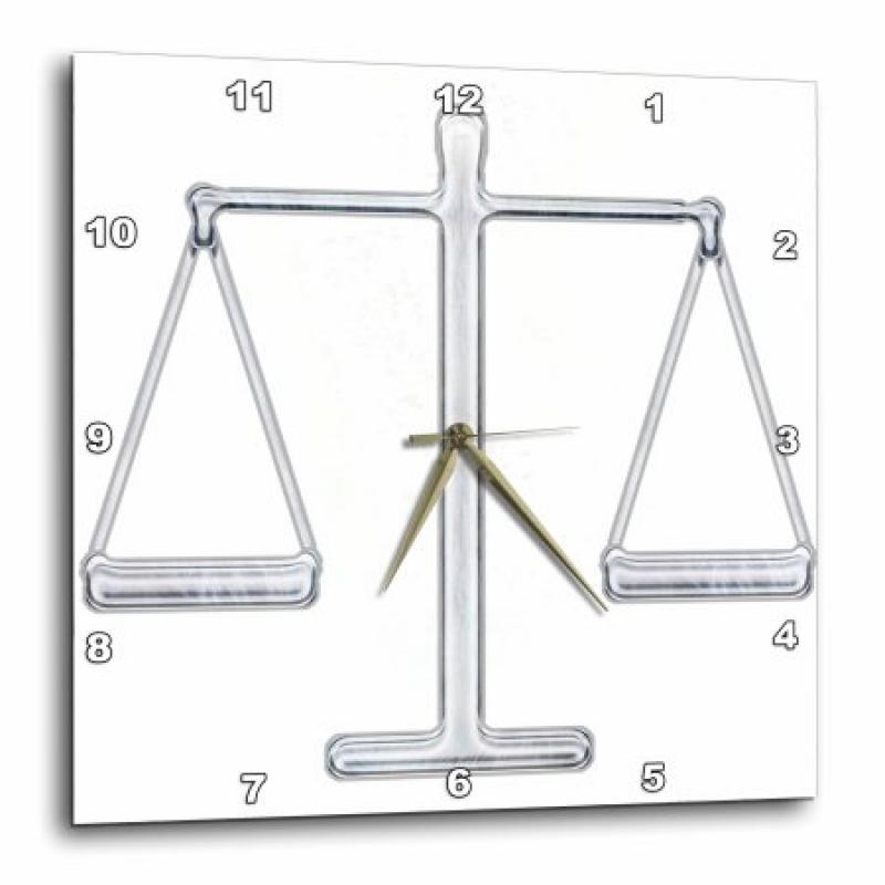 3dRose Scale of Justice (chrome), Wall Clock, 15 by 15-inch