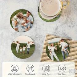 6pcs Custom Engraved Wooden Coasters - Personalize with Your Photos | Heat-Resistant, Non-Slip & Washable | Perfect for Coffee & Dining Tables | Ideal Housewarming or Holiday Gift