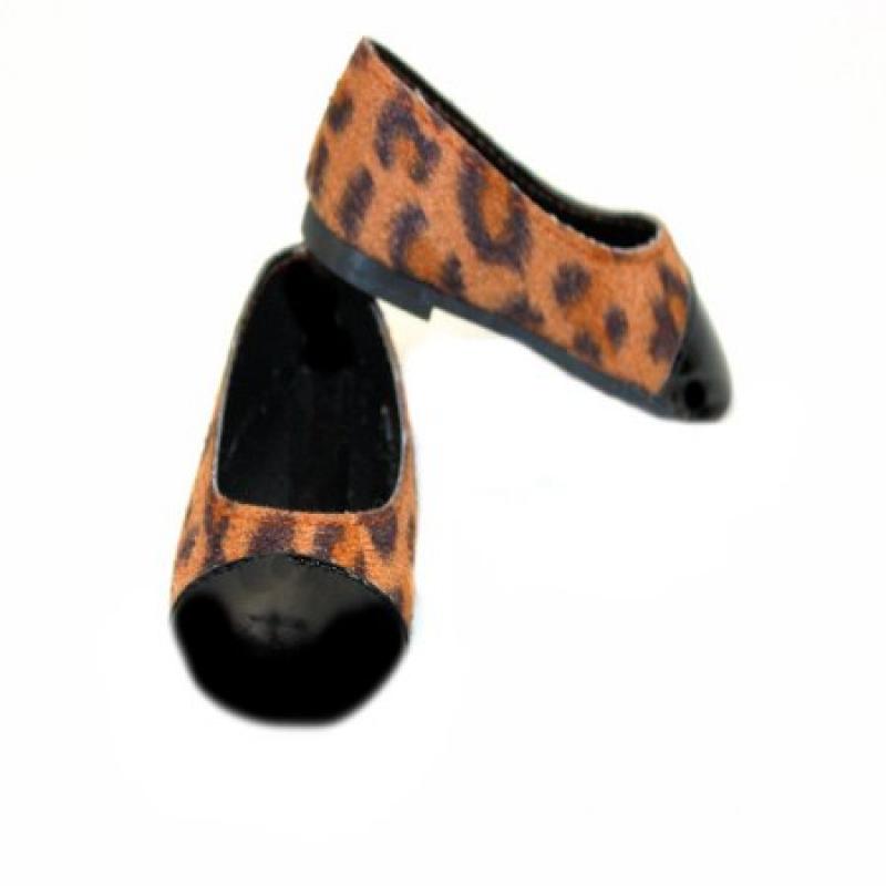 Arianna Patent Cap Toe Brown Leopard Ballet Shoe fit most 18 inch dolls