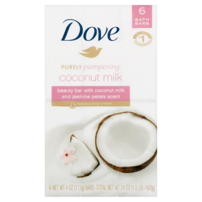 Dove Purely Pampering Coconut Milk Beauty Bar, 4 oz, 6 Bar