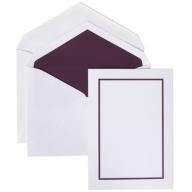 JAM Paper Foldover Card and Envelope Stationery Sets, Large, 5 1/2 x 7 3/4, Purple Border, 50/pack