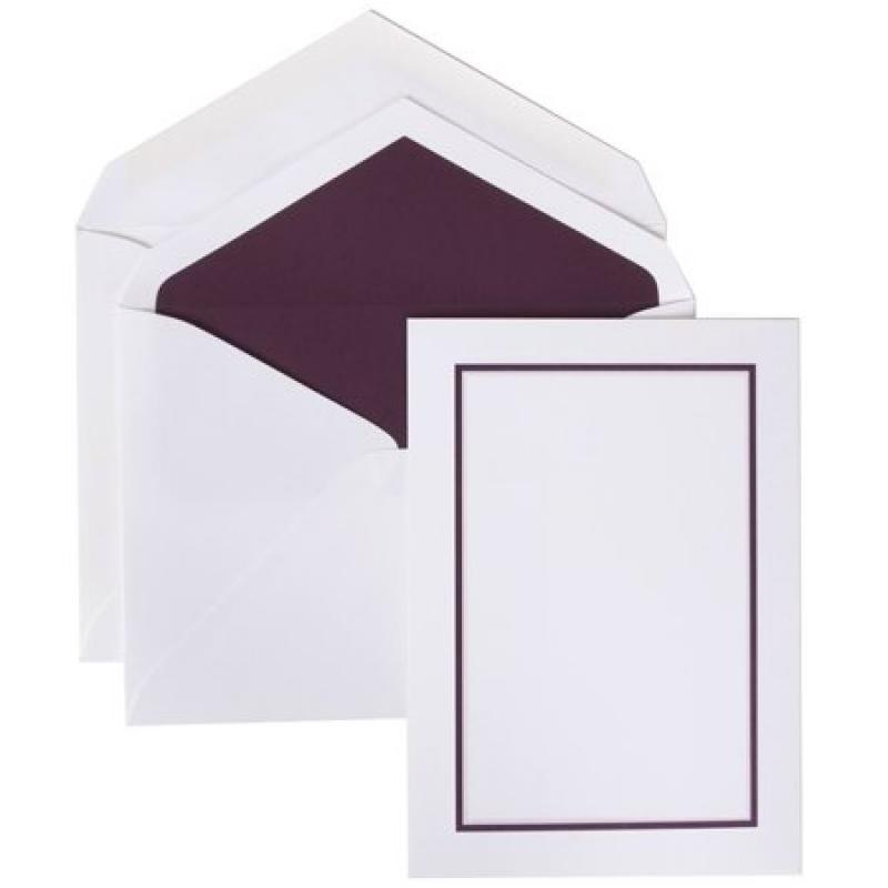 JAM Paper Wedding Invitation Set, Large, 5 1/2 x 7 3/4, Bold Border Set, Purple Card with Purple Lined Envelope, 100/pack