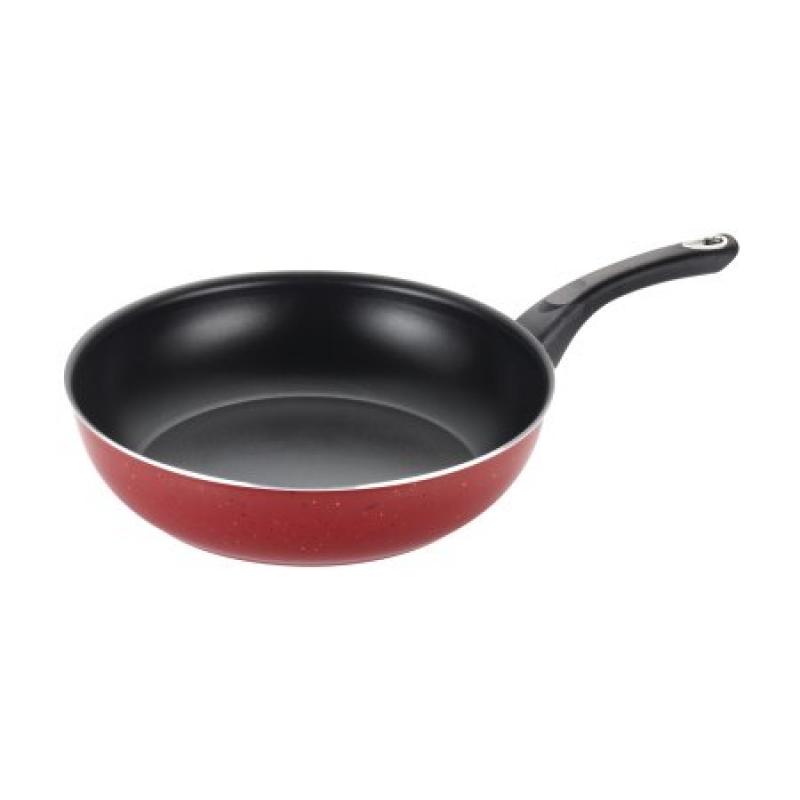 Farberware New Traditions Speckled Aluminum Nonstick 12-1/2-Inch Deep Skillet, Red