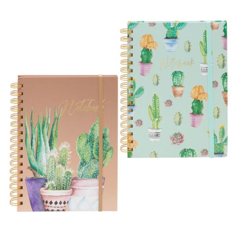 2 Pack Hardcover Tropical Cactus Spiral Notebook Set for School Supplies, Cute Lined Journals, 8.4 x 6.2 in.