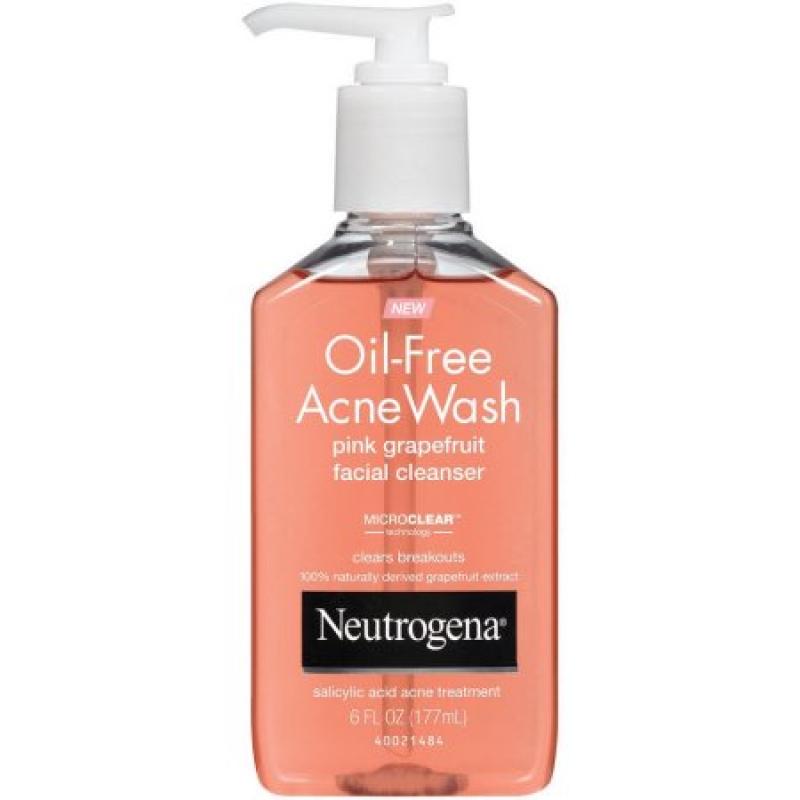 Neutrogena Oil-Free Acne Wash Pink Grapefruit Facial Cleanser, 6 Fl. Oz