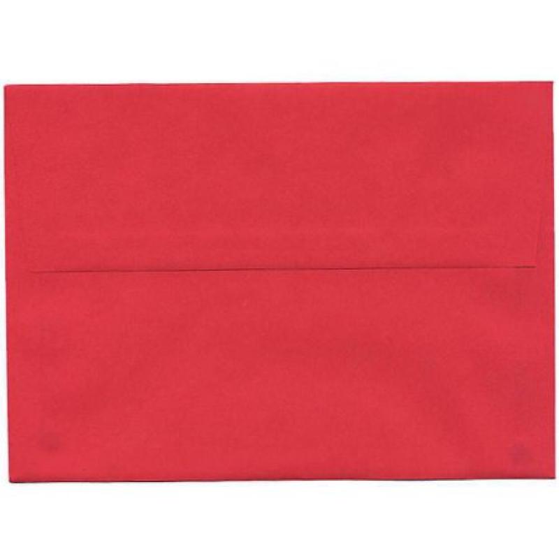JAM Paper A7 5-1/4" x 7-1/4" Recycled Paper Invitation Envelopes, Brite Hue Christmas Red, 25pk