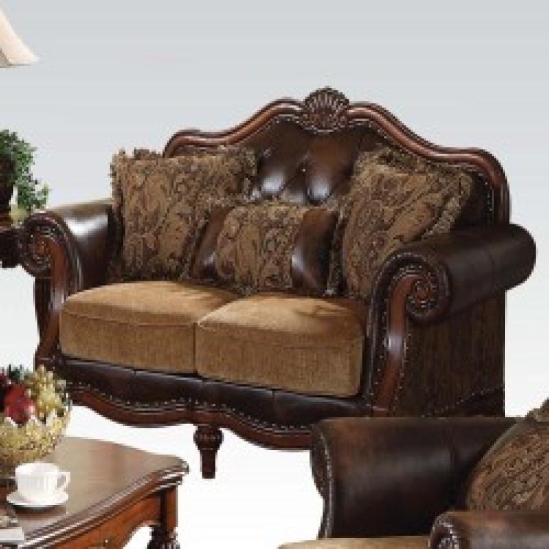 BONDED LEATHER/CHENILLE CHAIR