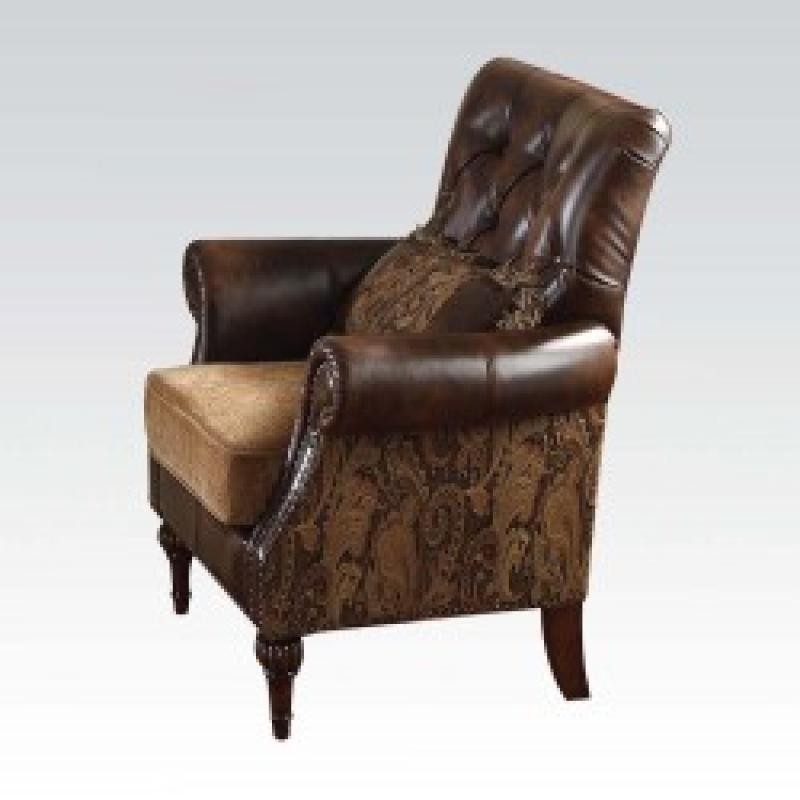 BONDED LEATHER/CHENILLE CHAIR