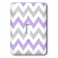 3dRose Lilac and grey Chevron zig zag pattern gray white purple zigzag stripe, Double Toggle Switch