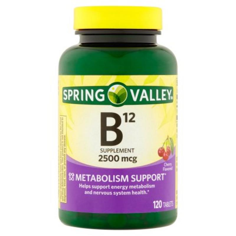 Spring Valley Sublingual B12 Vitamin Supplement Microlozenges, 2500mcg, 120 count