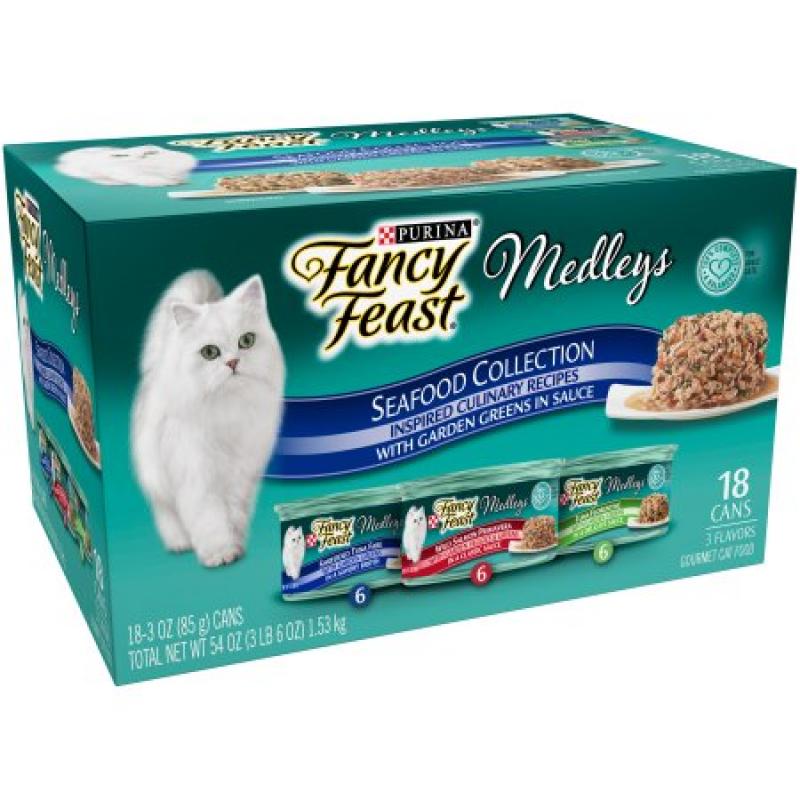 Purina Fancy Feast Medleys Seafood Collection Cat Food 18-3 oz. Cans