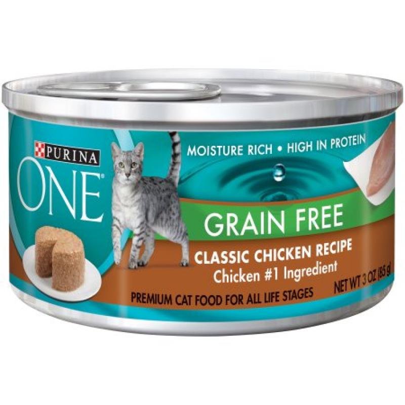 Purina ONE Grain Free Formula Classic Chicken Recipe Premium Pate Cat Food 3 oz. Can