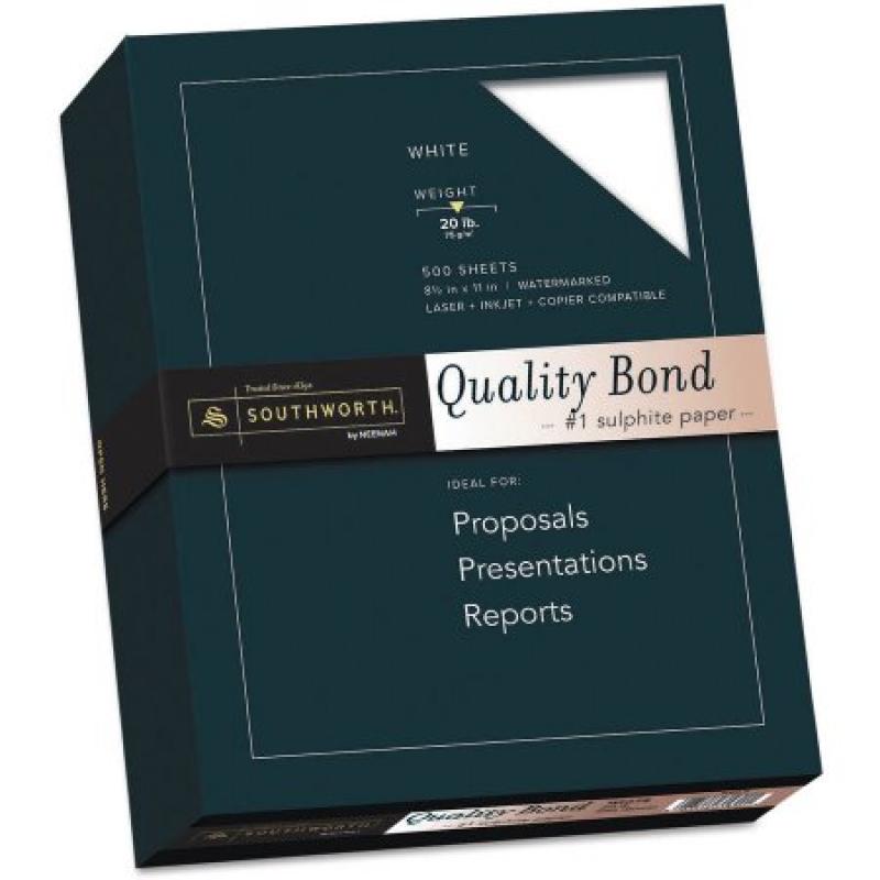 Southworth Quality Bond #1 Sulphite Paper, White, Wove, 8.5" x 11", 500-Pack