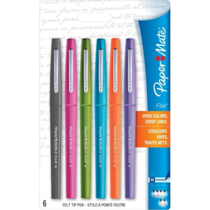 Papermate Flair Assorted Bright 6/Pack